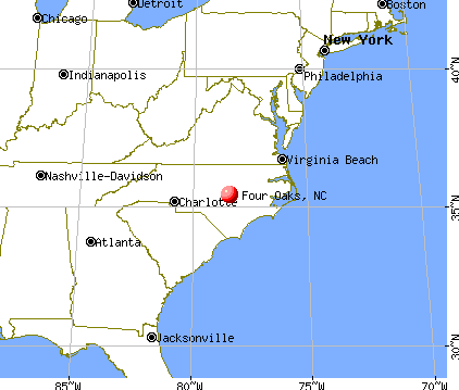Four Oaks, North Carolina map
