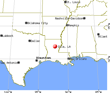 Olla, Louisiana map