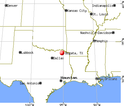 Bogata, Texas map