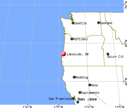 Lakeside, Oregon map