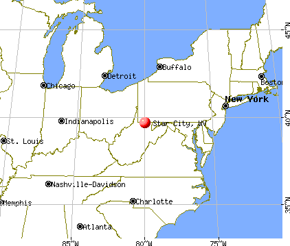map of west virginia cities. Star City, West Virginia map