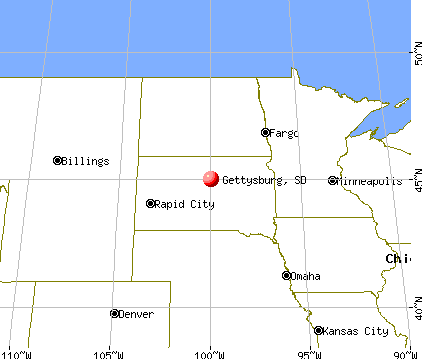 Gettysburg, South Dakota map