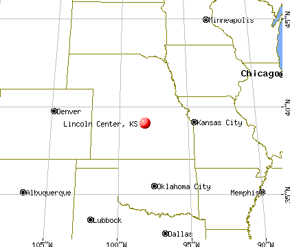 Lincoln Center, Kansas map