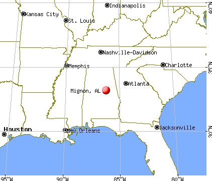 Mignon, Alabama map
