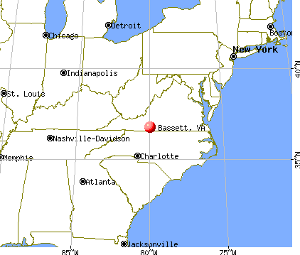 Bassett, Virginia map