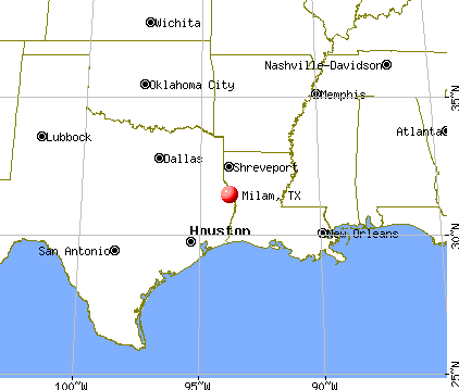 Milam, Texas map