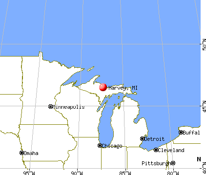 Harvey, Michigan map