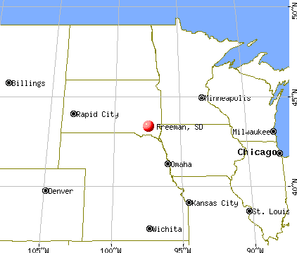 Freeman, South Dakota map