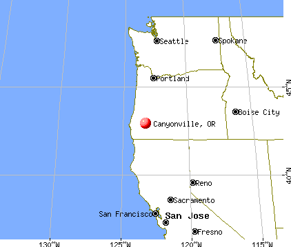 Canyonville, Oregon map