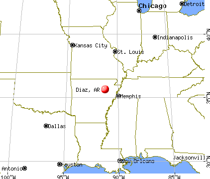 Diaz, Arkansas map