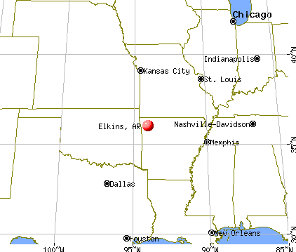 Elkins, Arkansas map