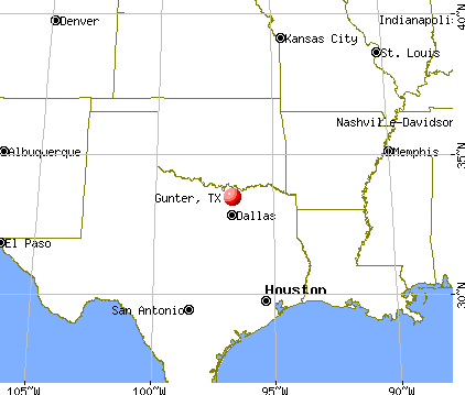 Gunter, Texas map