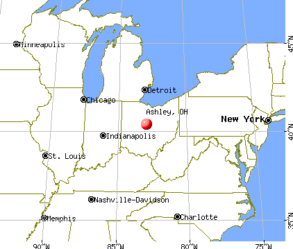 Ashley, Ohio map