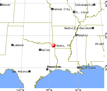 Hooks, Texas map