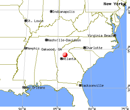 Oakwood, Georgia map