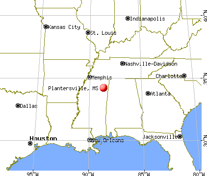Plantersville, Mississippi map