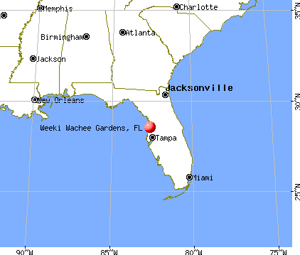 Weeki Wachee Gardens, Florida map