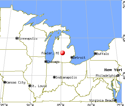 Fowler, Michigan map