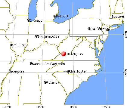 Welch, West Virginia map