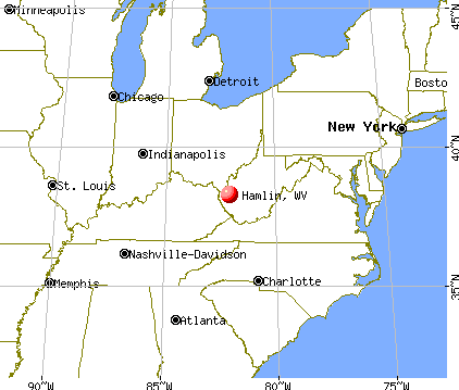 Hamlin, West Virginia map