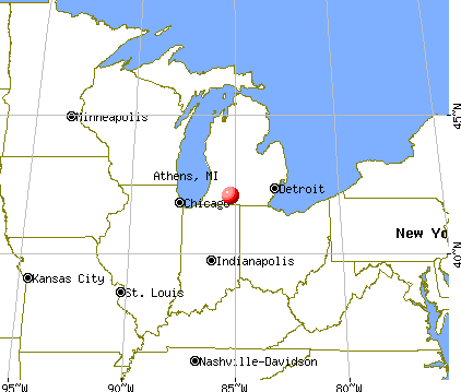Athens, Michigan map