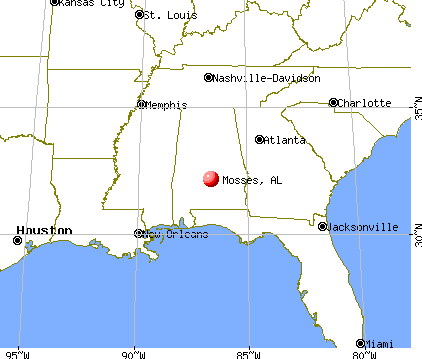 Mosses, Alabama map