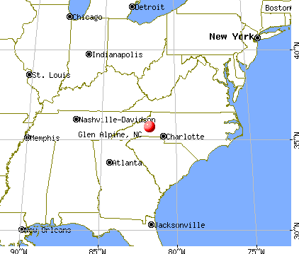 Glen Alpine, North Carolina map