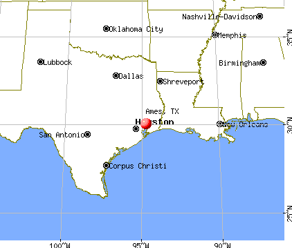 Ames, Texas map