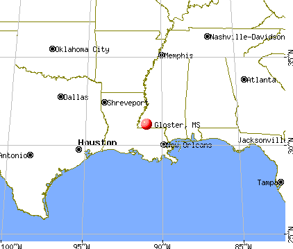 Gloster, Mississippi map