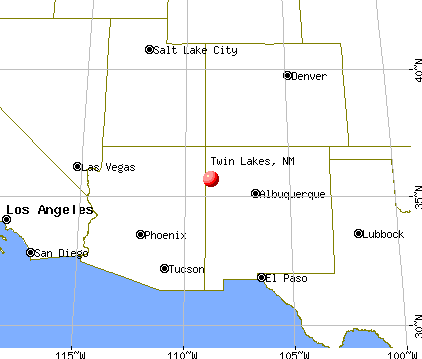 Twin Lakes, New Mexico map