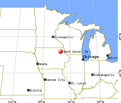 West Union, Iowa map