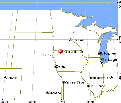 Milford, Iowa map