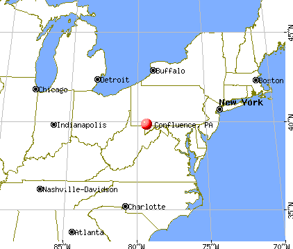 Confluence, Pennsylvania map