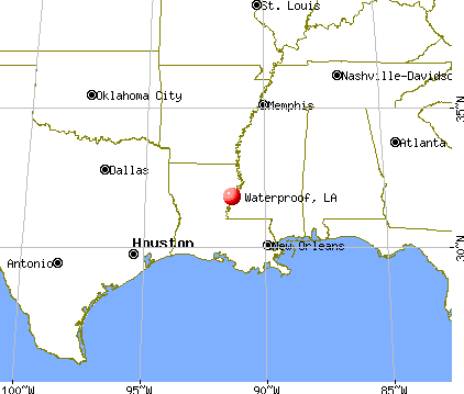Waterproof, Louisiana map