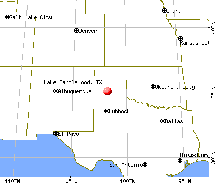 Lake Tanglewood, Texas map