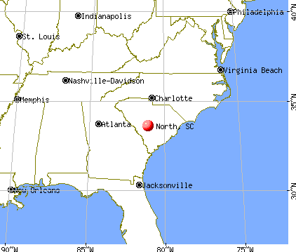 North, South Carolina map
