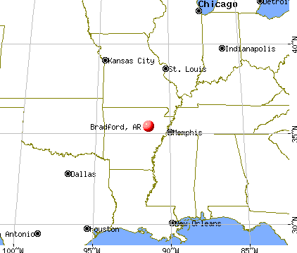 Bradford, Arkansas map