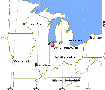Town of Pines, Indiana map