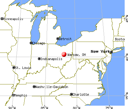 Warsaw, Ohio map