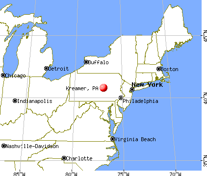 Kreamer, Pennsylvania map