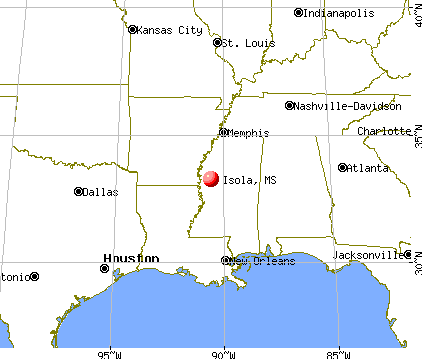 Isola, Mississippi map