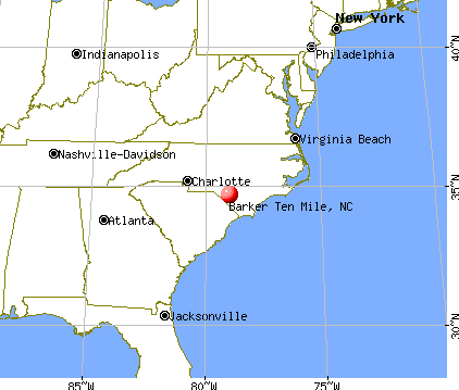 Barker Ten Mile, North Carolina map