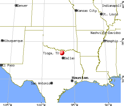 Tioga, Texas map