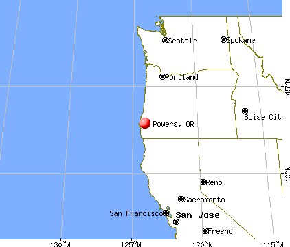 Powers, Oregon map
