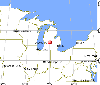 Lyons, Michigan map