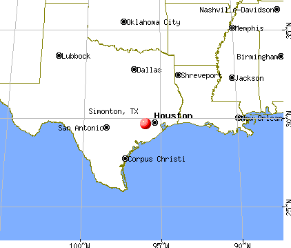 Simonton, Texas map