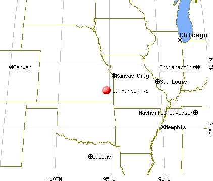La Harpe, Kansas map