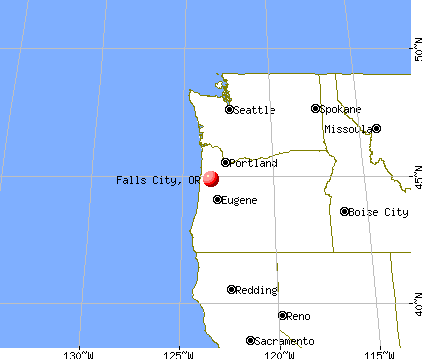 Falls City, Oregon map