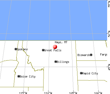 Hays, Montana map