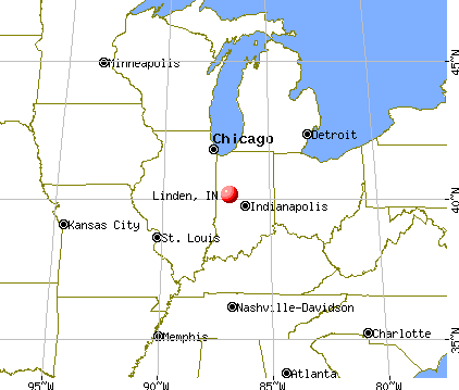 Linden, Indiana map